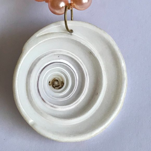 Natural Shell Shiva Nautilus Pearl Necklace Choker Statement VintagePeach 16-18" - Picture 7 of 11